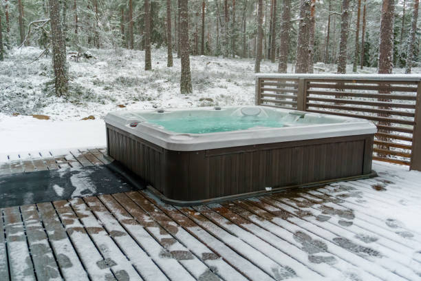 istock Modern outdoor pool in winter 1373164224