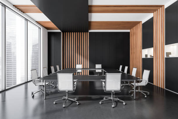 istock O shape dark grey conference room table for twelve persons 1373164805