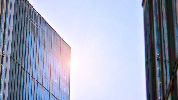istock Urban abstract - windowed wall of office building. 1373165116