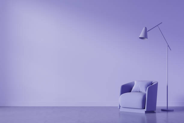 istock Bright relaxing room interior with armchair and lamp, mockup 1373165388