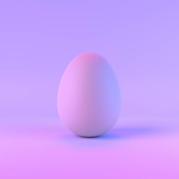 moderno uovo di pasqua blu sfumato color neon e viola - easter animal egg eggs single object foto e immagini stock