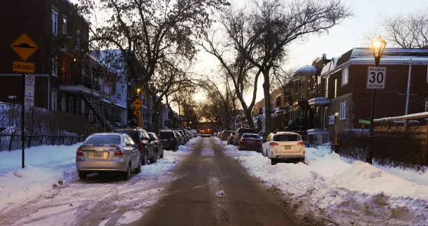 Photo of Montreal Rosemont area residential street at twilight