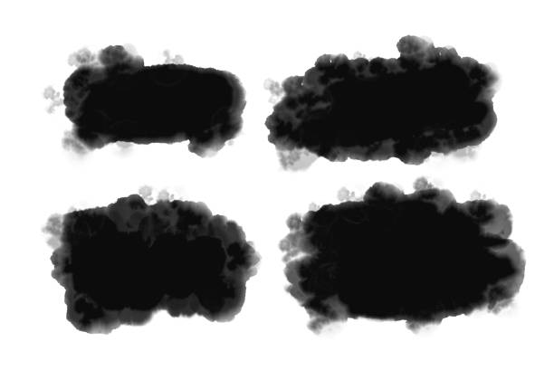 istock Black watercolor splash patterns isolated on white background 1373168999