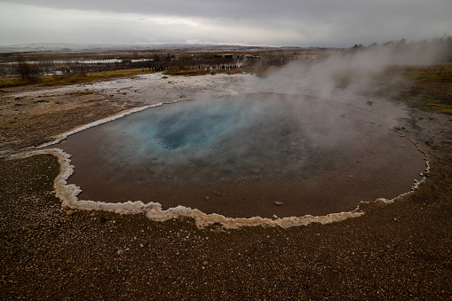 View of the Stokkur geiser in the Golden Circle, Iceland