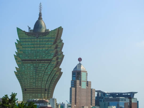 Macau, Island of Macau, China - September 15 2019: view of the  Cassino Lisboa and other buildings