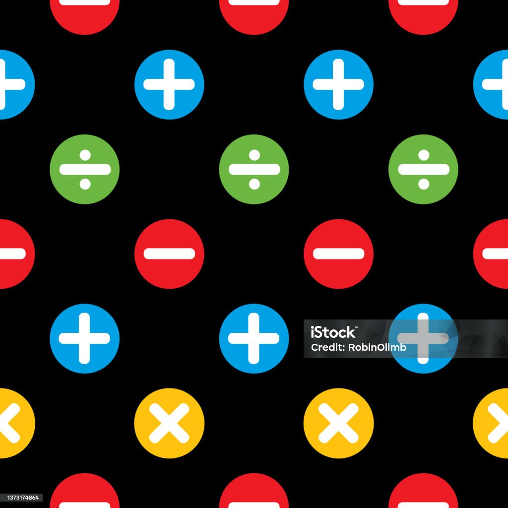 Round Math Sign Colorful Circle Math Symbols Seamless Pattern Stock Illustration ...