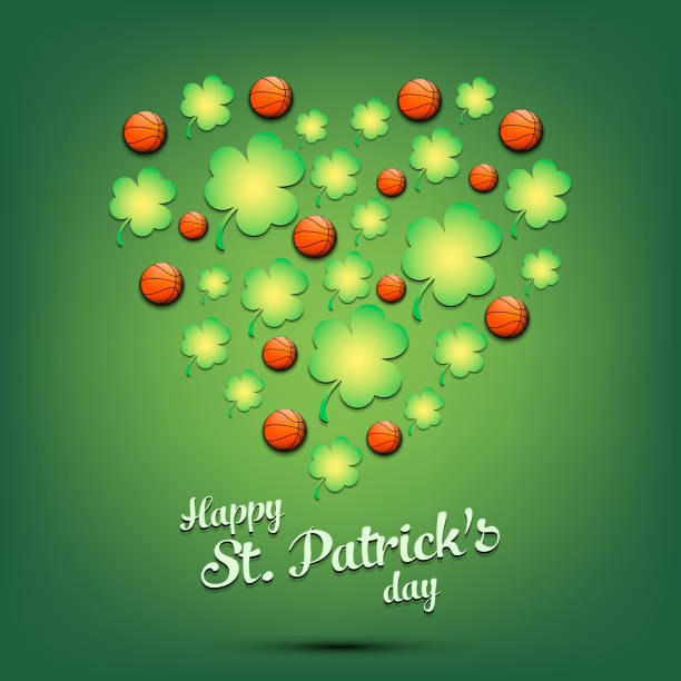 istock Heart made of clovers and basketball balls 1373178268