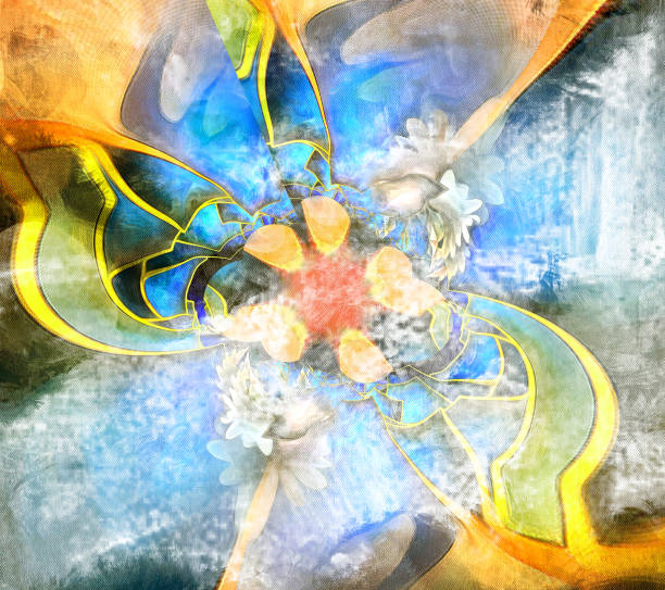 3d wallpaper, butterflies, nature painting, old canvas textures. Murals effect.