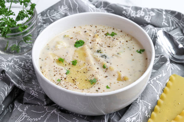 istock White lasagna soup close up - vegan 1373183429