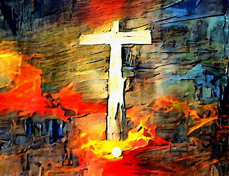 Pintura de cruz cristiana photo