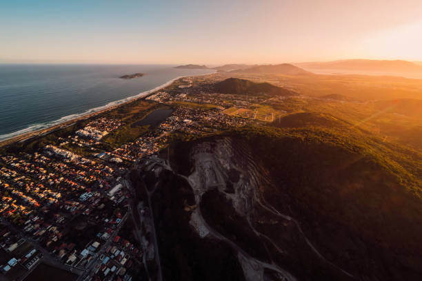 istock Campeche town with ocean and sunset lights in Florianopolis 1373186756