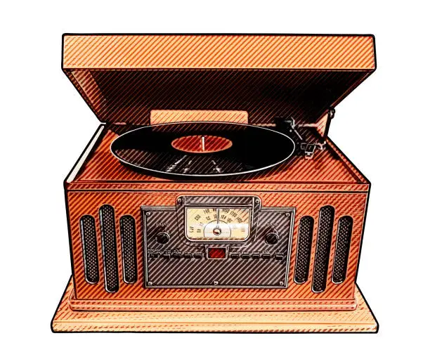 Vector illustration of Vintage record player