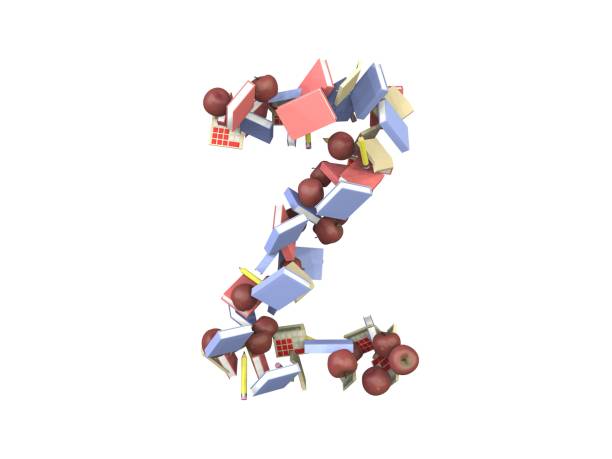 School Supplies Themed Font  Letter Z