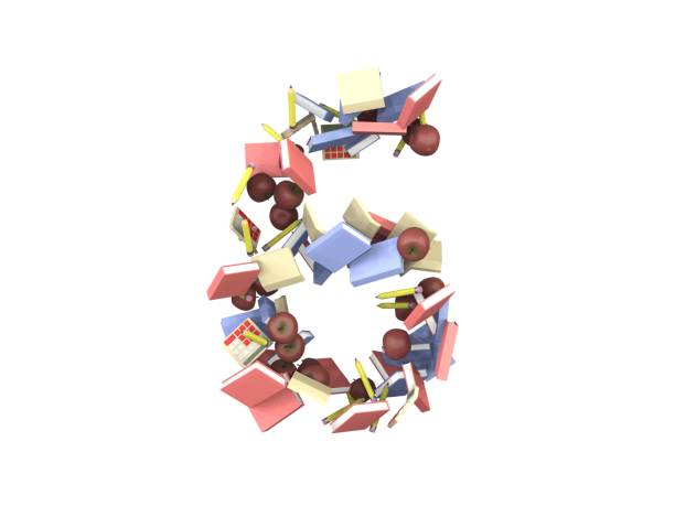 istock School Supplies Themed Font  Number 6 1373190332