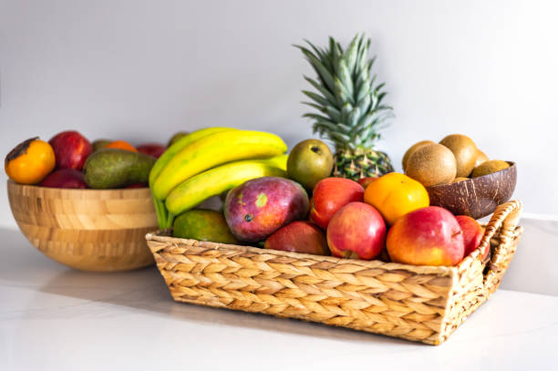 istock Home baskets with fruits 1373190361