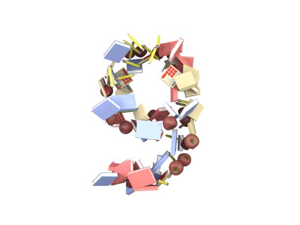 istock School Supplies Themed Font  Number 9 1373190386