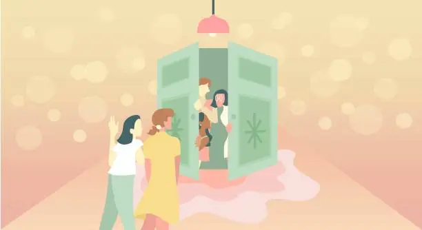 Vector illustration of Open the door