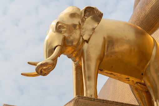 Elephant statue at Chakri Maha Prasat Throne Hall close Grand Palace same area with Wat Phra Kaeo, Bangkok, Thailand.