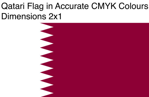 정확한 cmyk 색상의 카타르 국기 (치수 2x1) - qatari flag stock illustrations