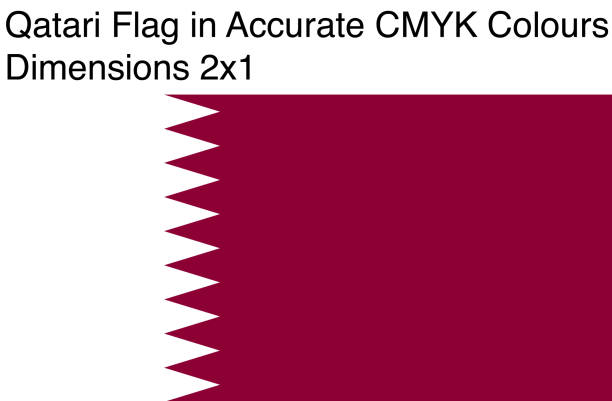 Qatari Flag in Accurate CMYK Colors (Dimensions 2x1) vector art illustration