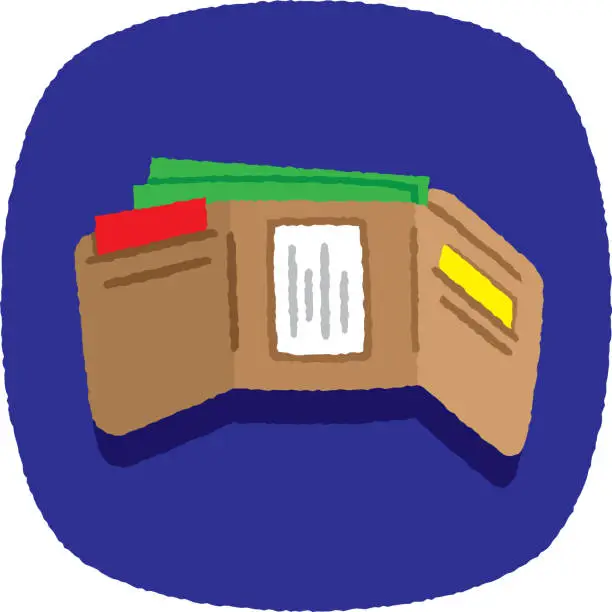 Vector illustration of Wallet Open Doodle 4