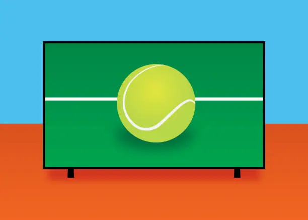 Vector illustration of Tennis Ball On Television Screen