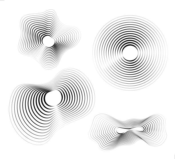vibration circles abstract audio waveform pattern background shaking stock illustrations
