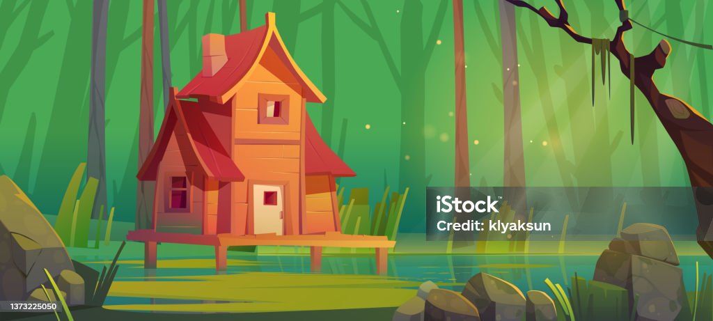 Wooden Stilt House At Forest Swamp Old Shack Stock Illustration - Download  Image Now - Witch, Green Color, Nature - iStock