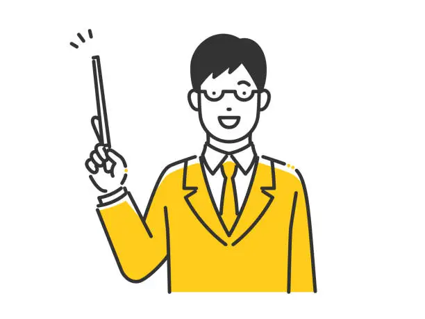 Vector illustration of A man explaining with a pointer