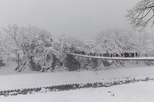 travelling on the gridge in shirakawa-go house history and landmark unesco snow season in japan