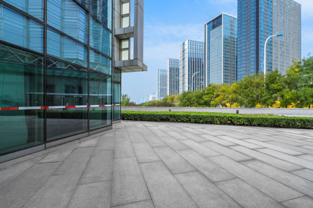 istock Abstract building wall with city skyline background 1373231975