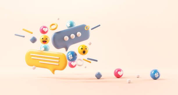 istock Empty background surrounded with social media icon for product design, 3d render. 1373232887
