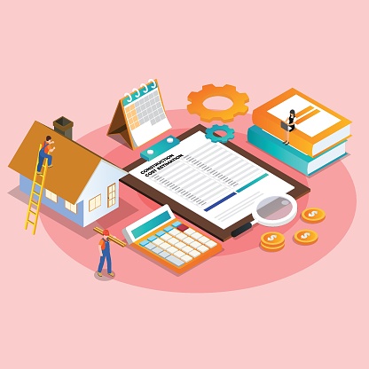 Construction Cost Estimation Isometric 3d Stock Illustration - Download