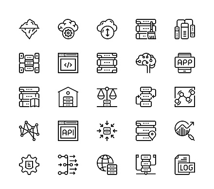 24 x 24 pixel high quality editable stroke line icons. These 25 simple modern icons are about data analytics.