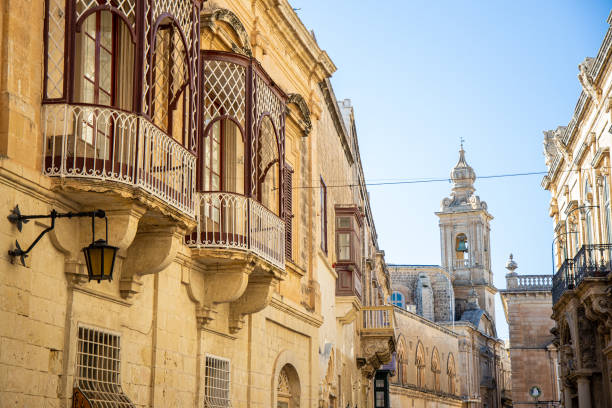 istock Narrow streets with colourful window boxes in Europe 1373235681