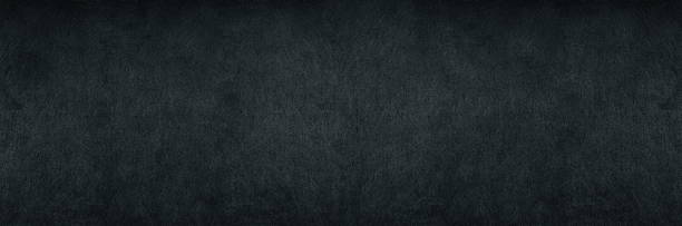 Black shale wide panoramic texture. Dark grey gloomy grunge abstract widescreen banner background
