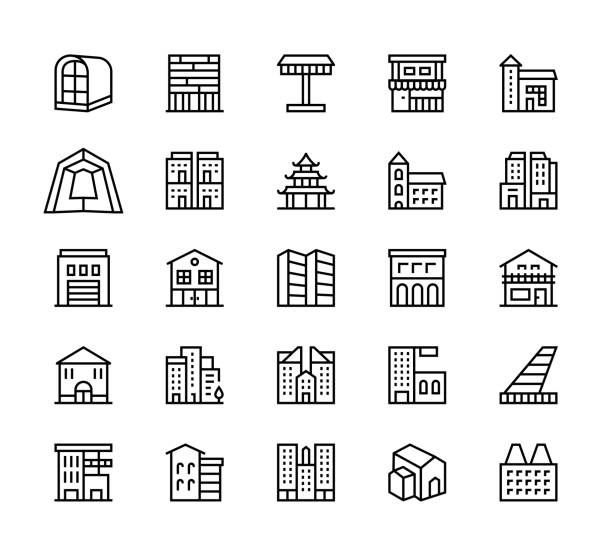 Building Icons Building Icons sidewalk icon stock illustrations