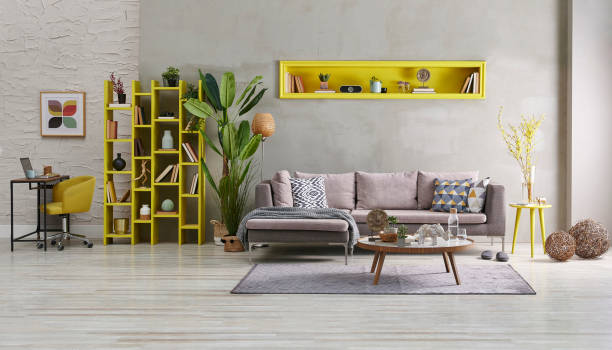 istock modern home interior in home office and wooden table laptop computer bookshelf book shelf and concrete wall 1373243780