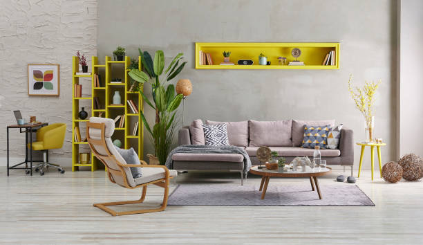 istock modern home interior in home office and wooden table laptop computer bookshelf book shelf and concrete wall 1373243789