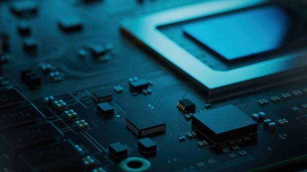 istock Macro Shot of Generic Printed Circuit board with Microchips and other Components During Production Process. Electronics Manufacturing. Dark Environment 1373244205