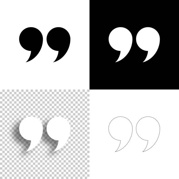 Quotation marks symbol. Icon for design. Blank, white and black backgrounds - Line icon Icon of "Quotation marks symbol" for your own design. Four icons with editable stroke included in the bundle: - One black icon on a white background. - One blank icon on a black background. - One white icon with shadow on a blank background (for easy change background or texture). - One line icon with only a thin black outline (in a line art style). The layers are named to facilitate your customization. Vector Illustration (EPS10, well layered and grouped). Easy to edit, manipulate, resize or colorize. Vector and Jpeg file of different sizes. quotation mark stock illustrations