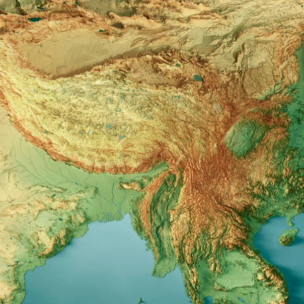 istock Southwest China Region 3D Render Topographic Map Color 1373250624