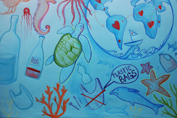 ilustrações de stock, clip art, desenhos animados e ícones de save the oceans - sea ideas concepts crab