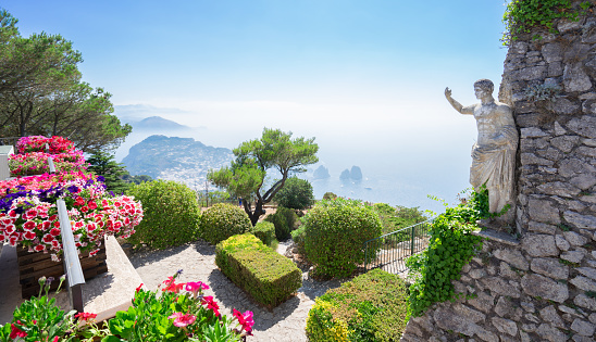 View from mount Solaro of Capri island, Italy, web banner format