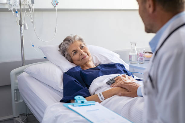 "nProfessional friendly doctor meeting patient at hospital