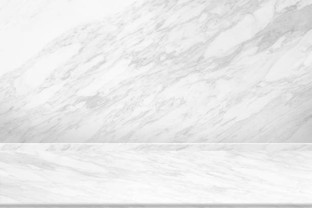 istock White Marble product table stand, Marbling floor background top view and perspective for display your packaging or mock up design template and banner. 1373259673