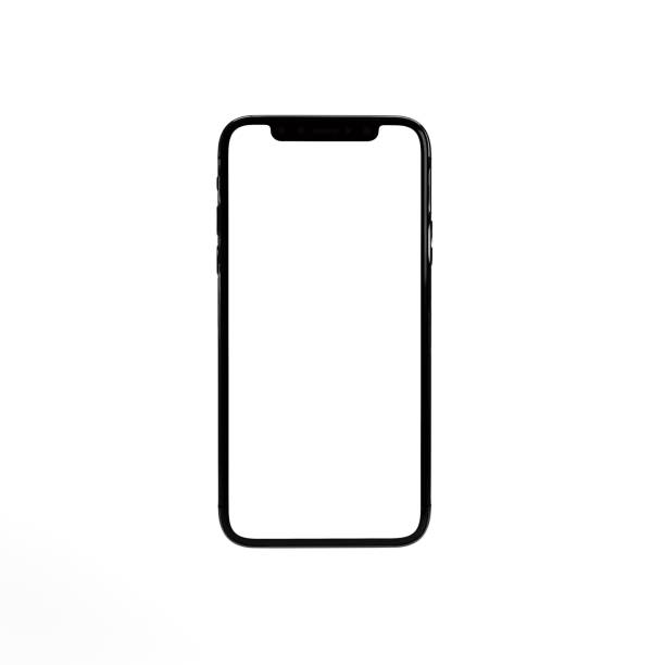 白い画面が付いたスマートフォンの3d画像 - スマートフォン ストックフォトと画像