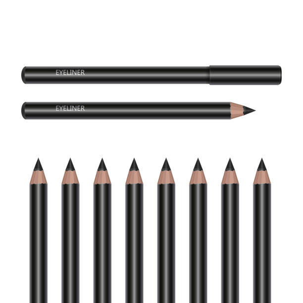 набор реалистичных значков карандашной подводки, векторная иллюстрация - black pencil flash stock illustrations