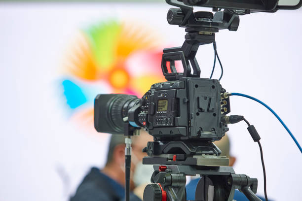 istock Television set with video camera. Entertainment industry 1373265632