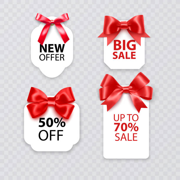 istock Black friday or sale tag with Red bow for your design. Illustration of discount labels, Vector format 1373265761